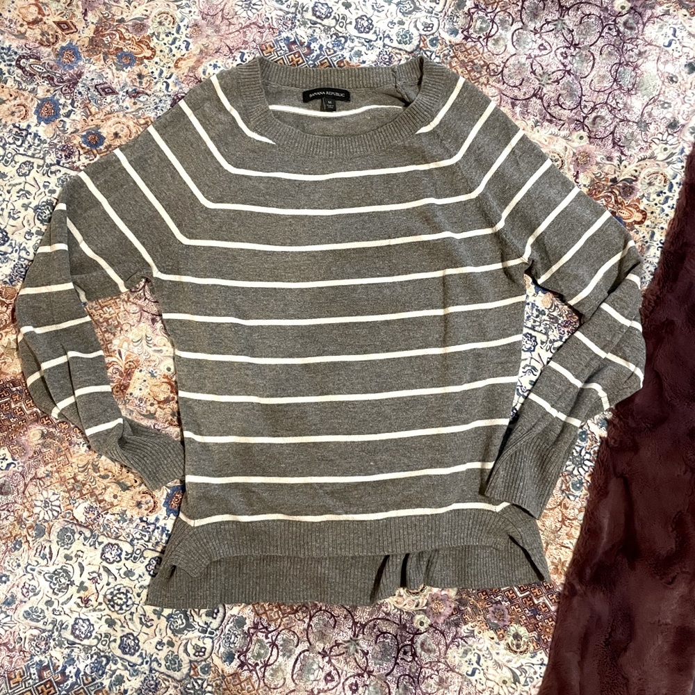 Banana Republic Medium Striped Sweater Merino Wool